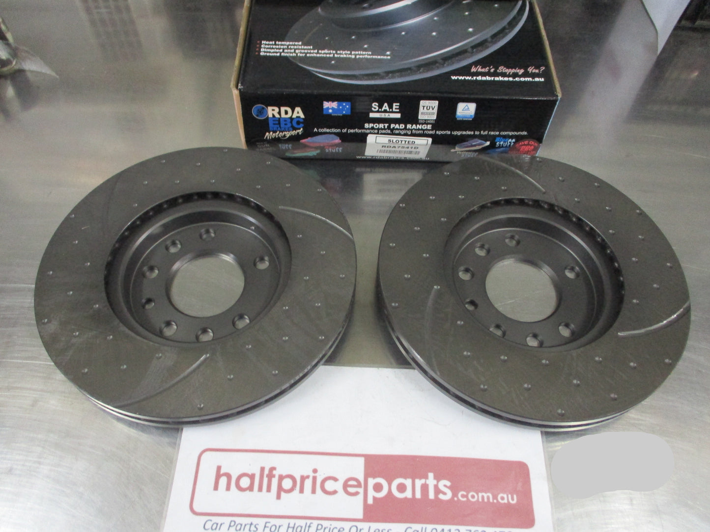 RDA Front Disc Rotors (Pair) Slotted-Dimpled Suits Holden AH/TS Astra/TT Zafira New Part