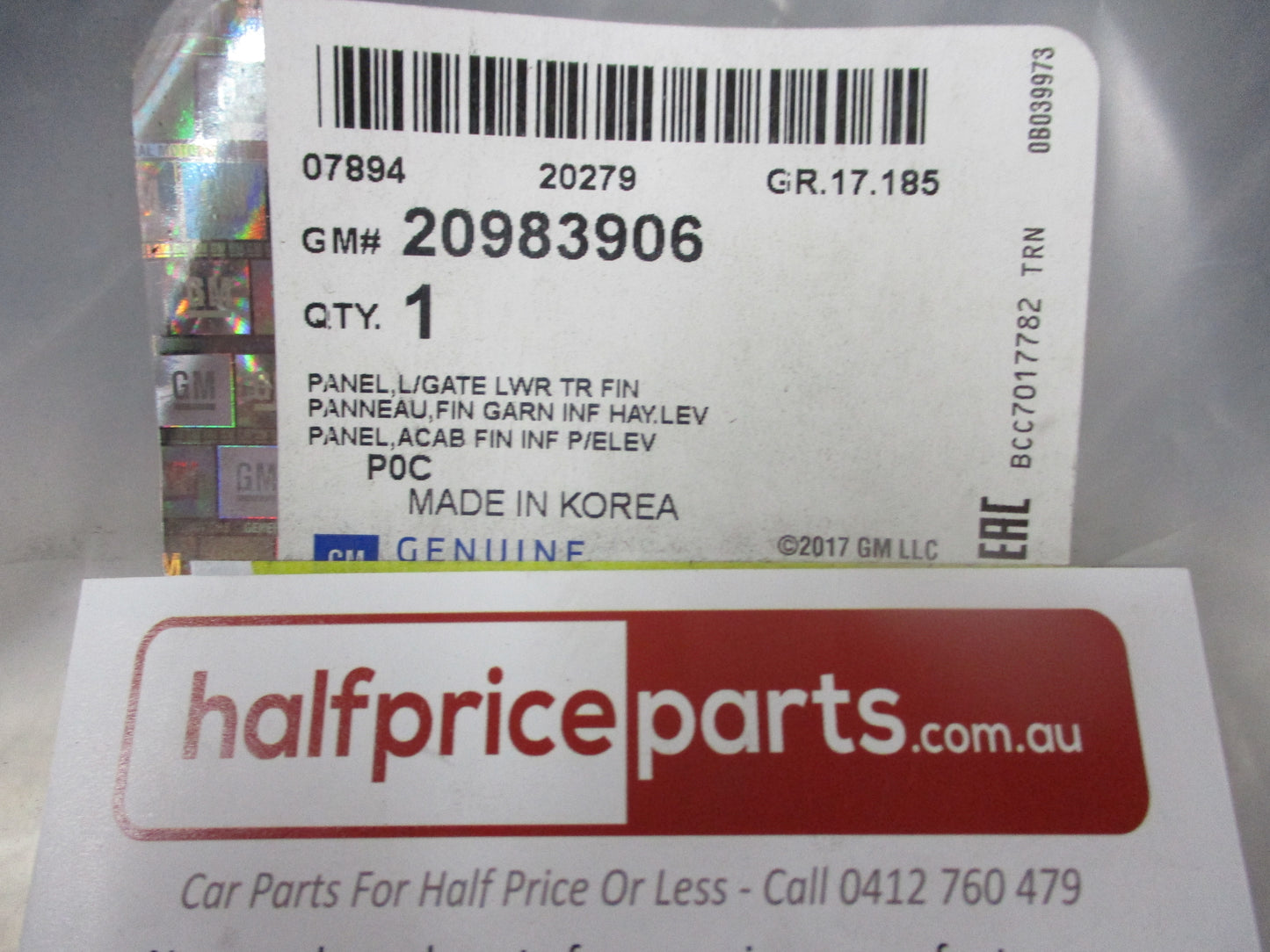 Holden Captiva Genuine Rear Inner Tail Gate Trim Lower New Part