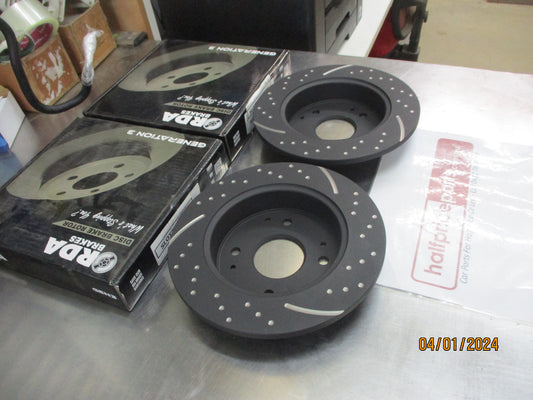RDA Rear Disc Rotors (Pair) Slotted-Dimpled Suits Honda Accord CB/CC New Part