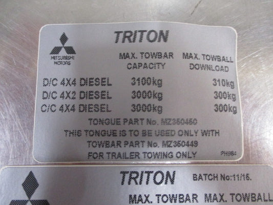 Mitsubishi MQ Triton Genuine Field Fix Kit ( Tow Bar Hitch Up Grade Kit) New Part