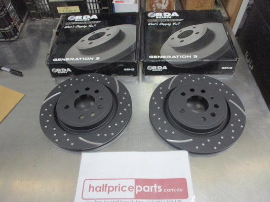RDA Front Disc Brake Rotors (Pair) Slotted-Dimpled Suits Renault Grand Scenic New Part