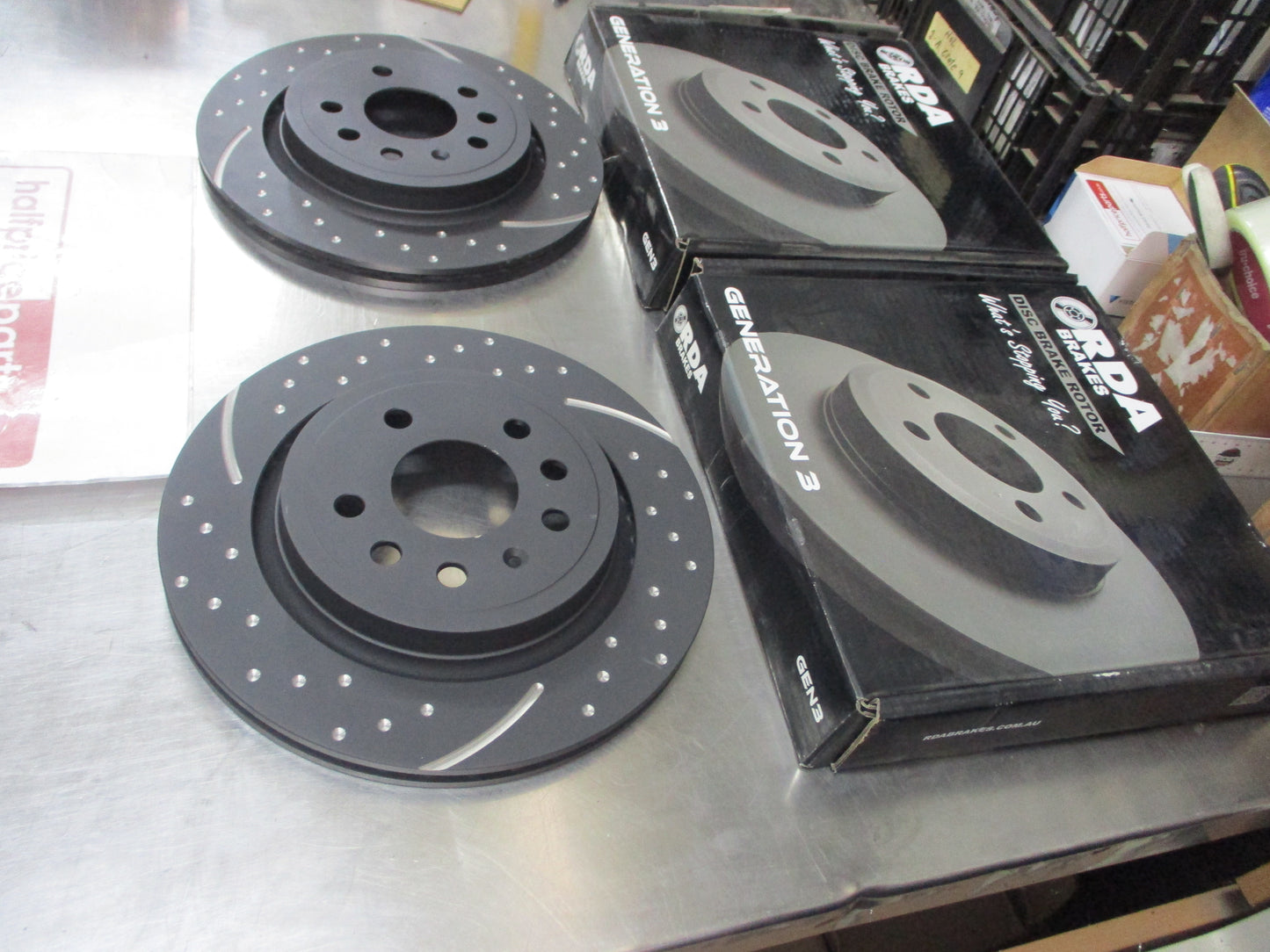RDA Front Disc Brake Rotors (Pair) Slotted-Dimpled Suits Renault Grand Scenic New Part