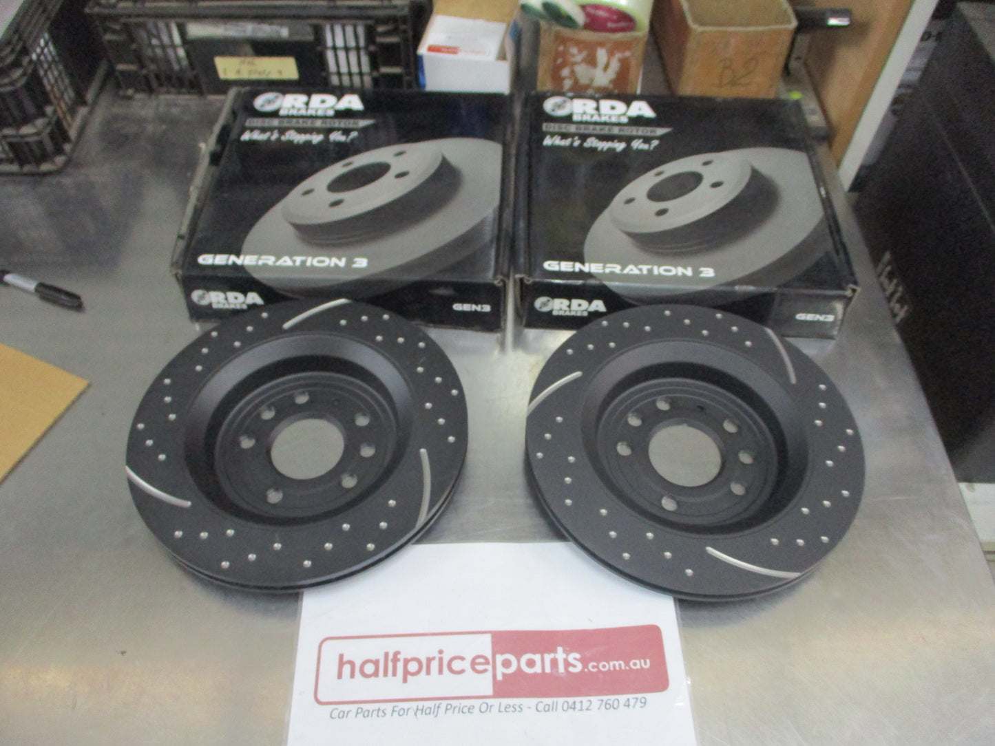 RDA Front Disc Brake Rotors (Pair) Slotted-Dimpled Suits Renault Grand Scenic New Part