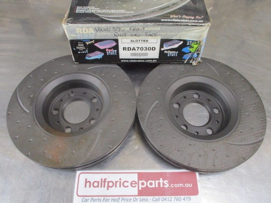 RDA Front Disc Rotors (Pair) Slotted-Dimpled Suits Volvo S80 New Part (Seconds)