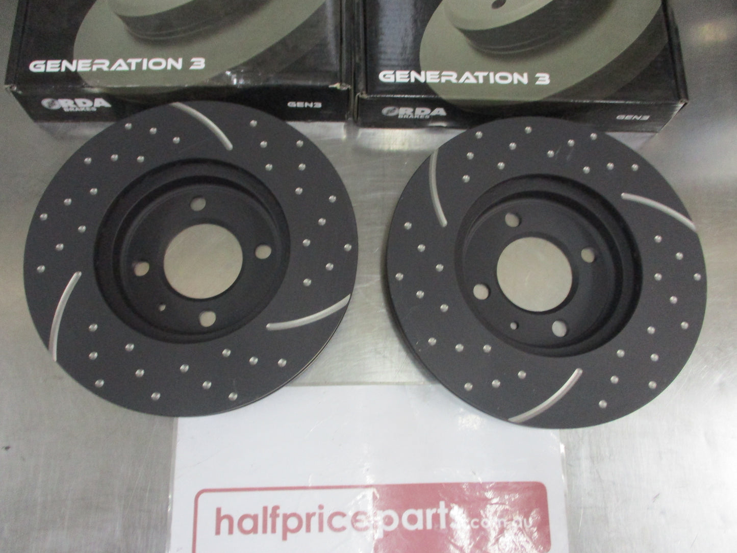 RDA Front Disc Brake Rotors (Pair) Slotted-Dimpled Suits VW Passat/Golf/Polo New Part