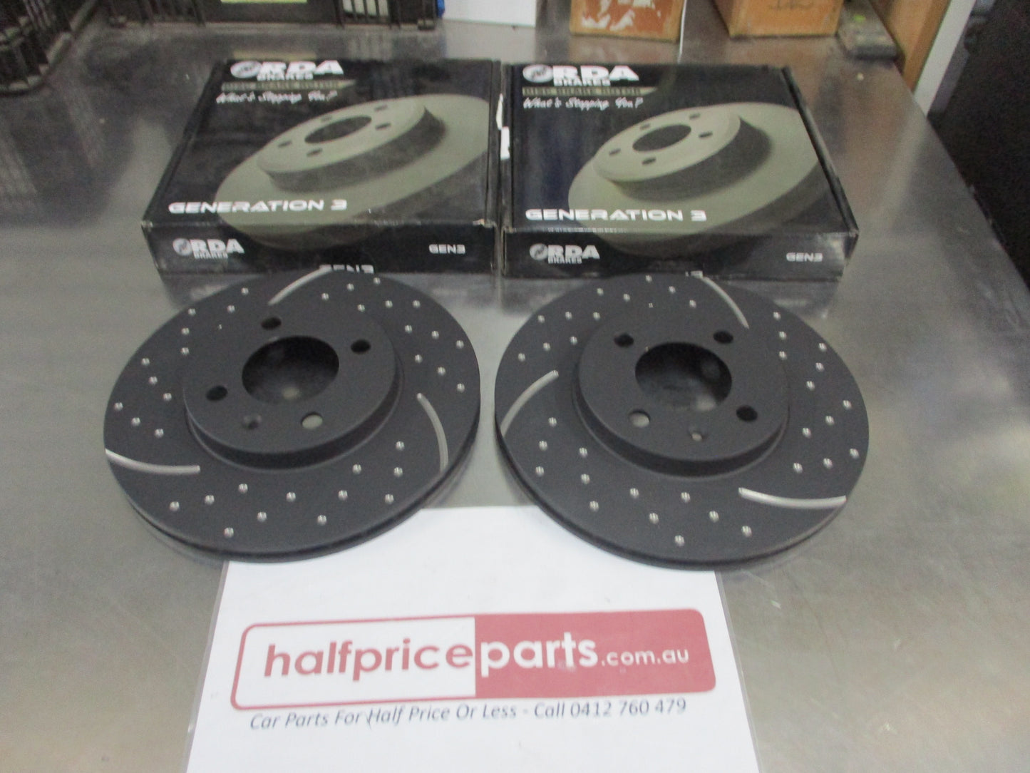 RDA Front Disc Brake Rotors (Pair) Slotted-Dimpled Suits VW Passat/Golf/Polo New Part