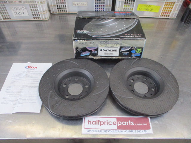 RDA Front Disc Rotors (Pair) Slotted-Dimpled Suits Volvo S80 New Part (Seconds)