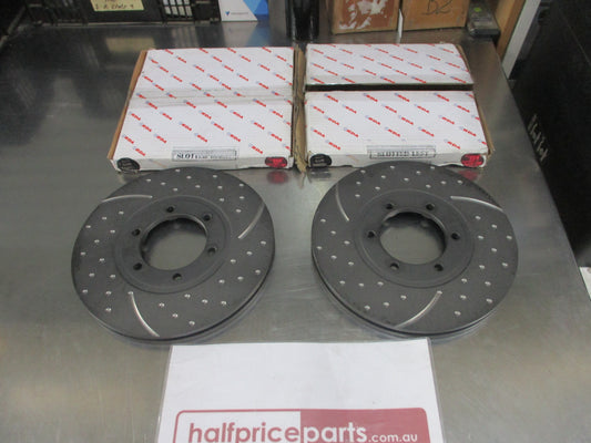 RDA Front Disc Rotors (Pair) Slotted-Dimpled Suits Kia K2700 New Part