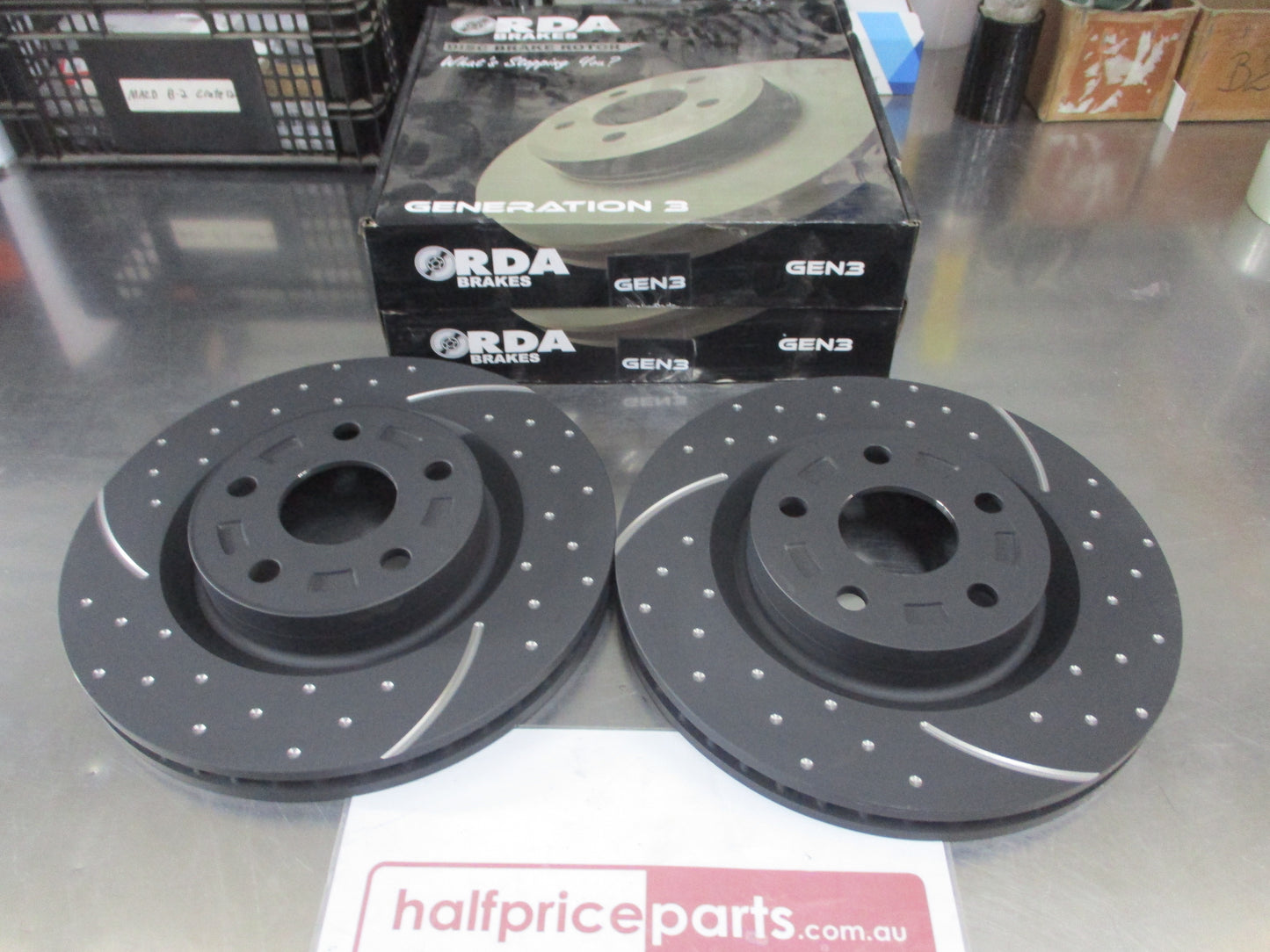 RDA Front Disc Rotors (Pair) Slotted-Dimpled Suits Holden VE-VF-WM 6.0Ltr/6.2Ltr New Part