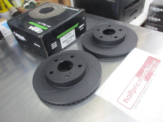 RDA Front Disc Rotors (Pair) Slotted-Dimpled Suits Toyota Hilux New Part