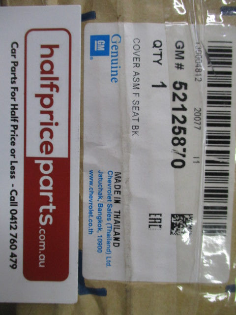 Holden RG Colorado 7 Genuine Passenger Front Black Leather Seat Back Trim - New Part