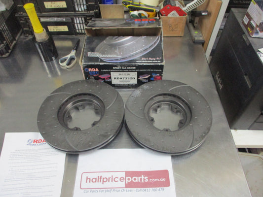 RDA Front Disc Rotors (Pair) Slotted-Dimpled Suits Ford Transit VM New Part
