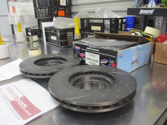 RDA Front Disc Rotors (Pair) Slotted-Dimpled Suits Ford Transit VM New Part