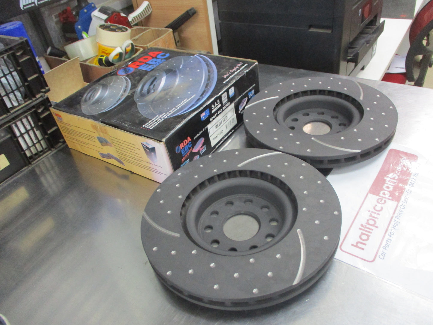 RDA Front Disc Brake Rotors (Pair) Slotted-Dimpled Suits Alfa Romeo 166 New Part