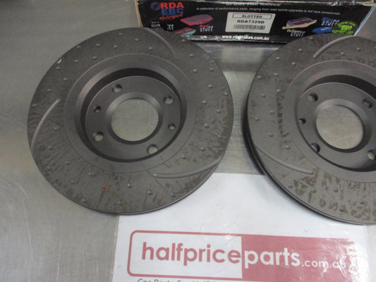 RDA Front Disc Rotors Slotted/Dimpled Suits Peugeot 307 SW (Sold As Pair Only) New Part