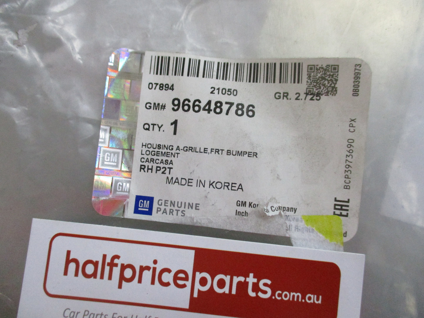 Holden Barina Genuine Front Right Bumper Fascia Opening cover New Part