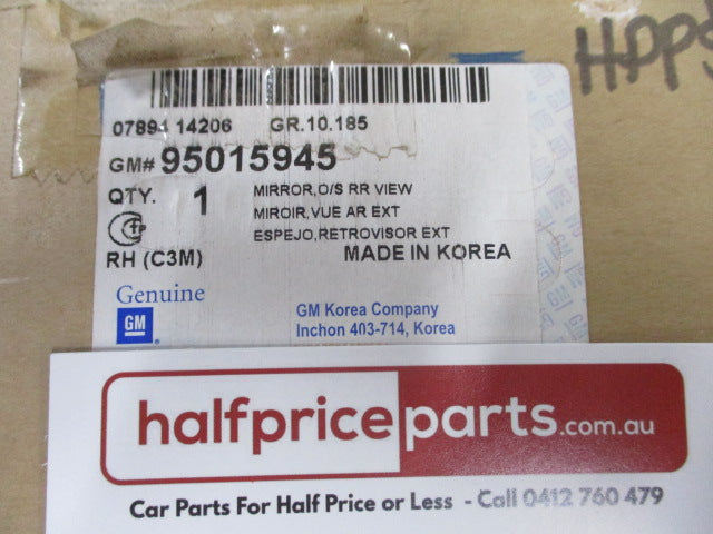 Holden Barina Genuine Right Hand Mirror Assembly (Mirror Scalp Unpainted) New Part