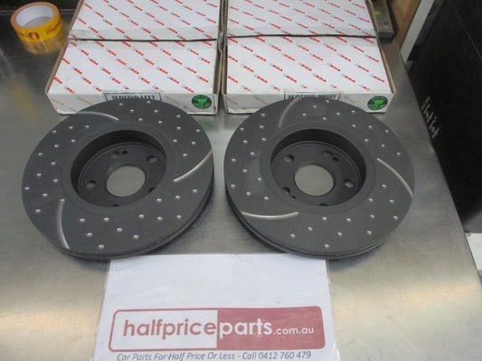RDA Front Disc Brake Rotors (Pair) Slotted-Dimpled Suits Renault Laguna New Part