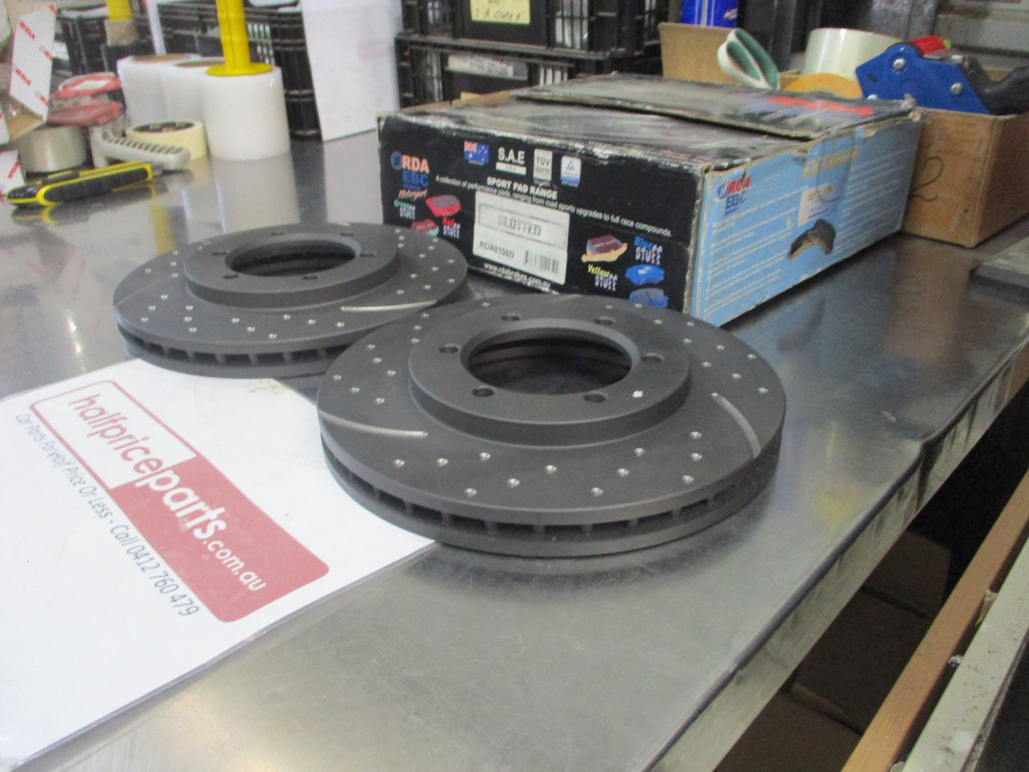 RDA Front Disc Brake Rotors (Pair) Slotted-Dimpled Suits Nissan Navara D22 New Part