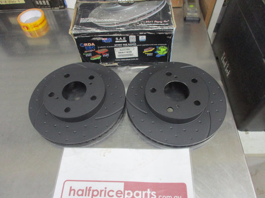 RDA Front Disc Rotors (Pair) Slotted-Dim Suits Toyota Hilux New Part