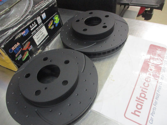 RDA Front Disc Rotors (Pair) Slotted-Dim Suits Toyota Hilux New Part