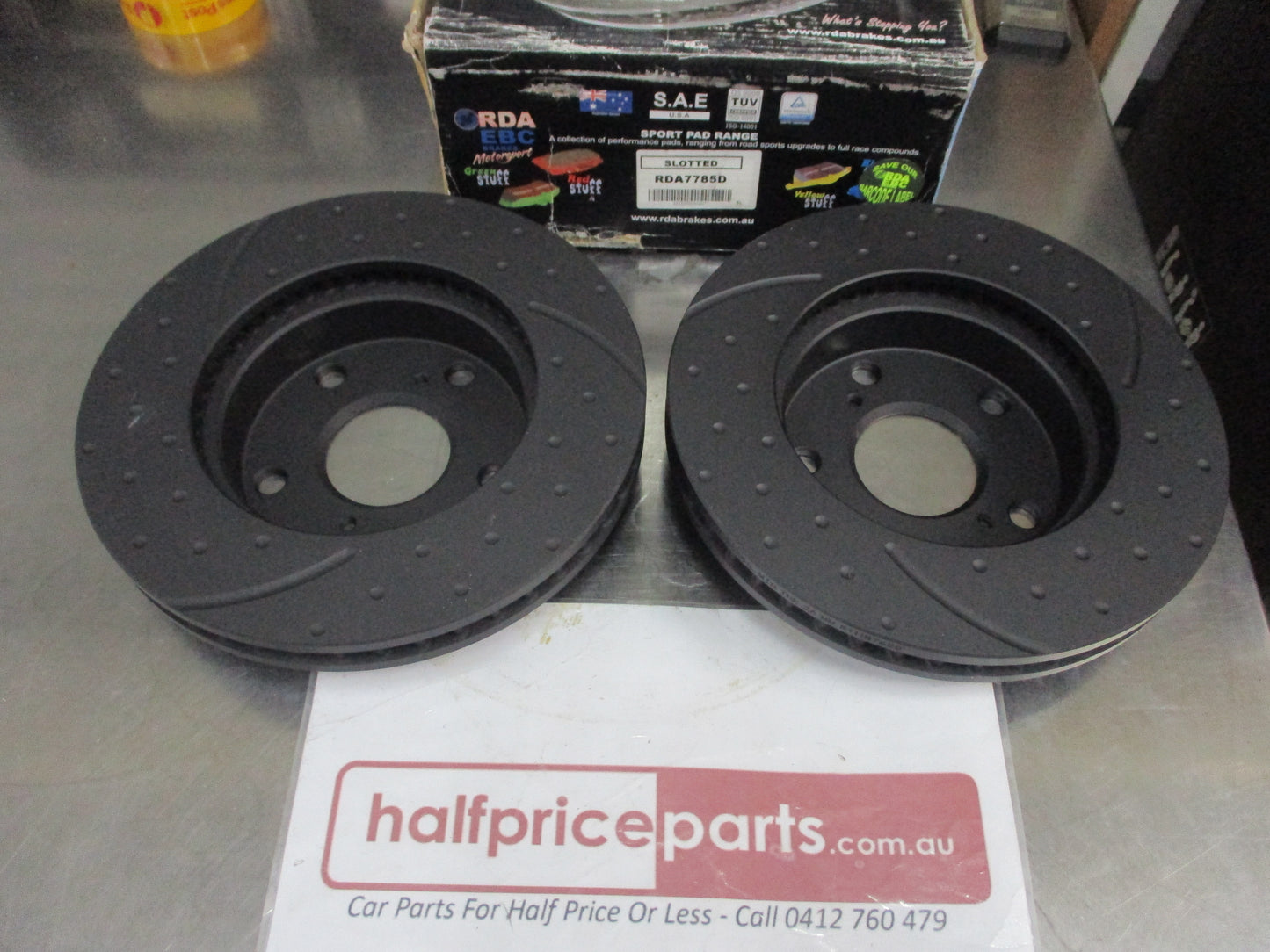 RDA Front Disc Rotors (Pair) Slotted-Dim Suits Toyota Hilux New Part