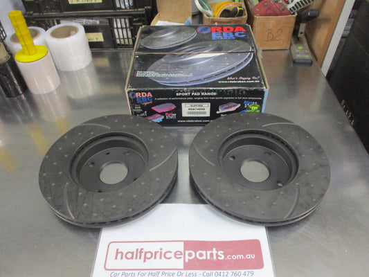 RDA Front Disc Rotors (Pair) Slotted-Dimpled Suits Holden Epica New Part