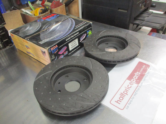 RDA Front Disc Rotors (Pair) Slotted-Dimpled Suits Holden Epica New Part
