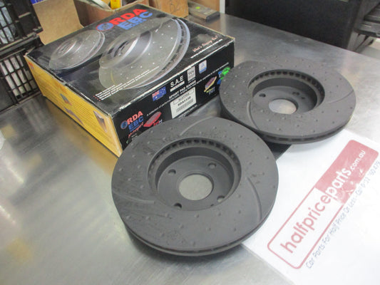 RDA Front Disc Brake Rotors (Pair) Slotted-Dimpled Suits Ford Laser/Mazda 323 Protege New Part