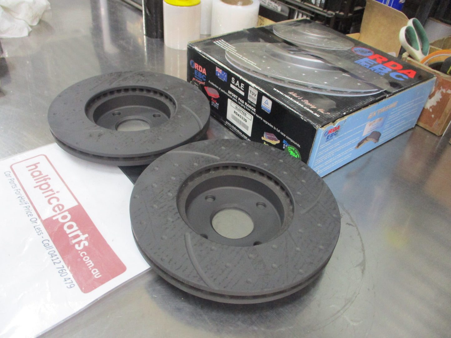 RDA Front Disc Brake Rotors (Pair) Slotted-Dimpled Suits Ford Laser/Mazda 323 Protege New Part
