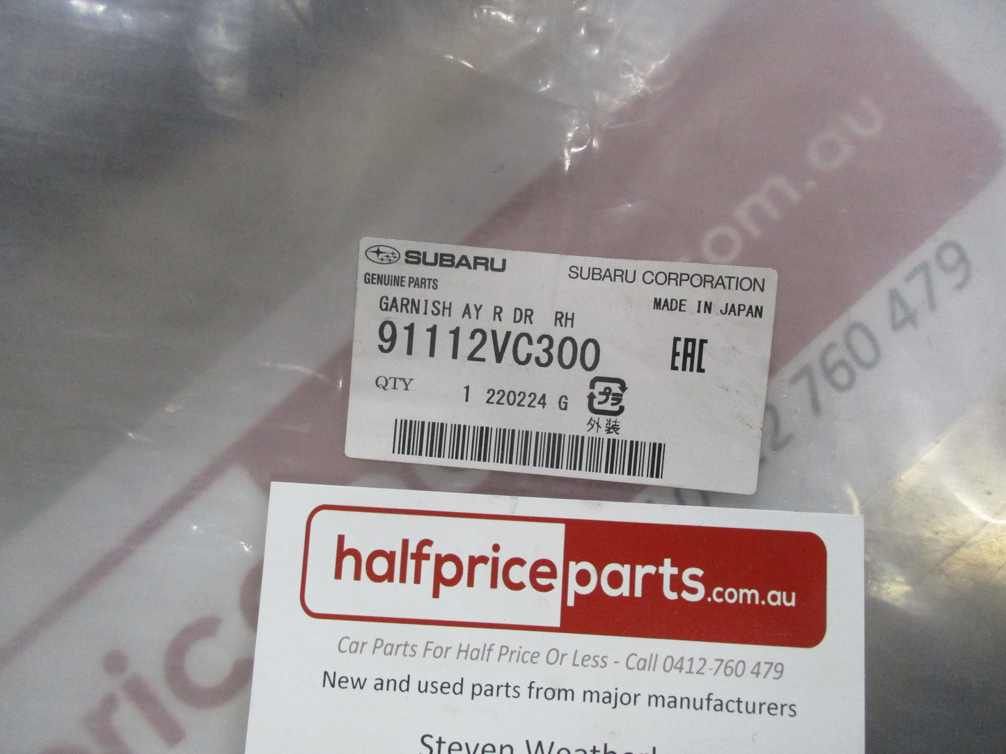 Subaru WRX Genuine Right Hand Rear Lower Wheel Arch Moulding Garnish New Part