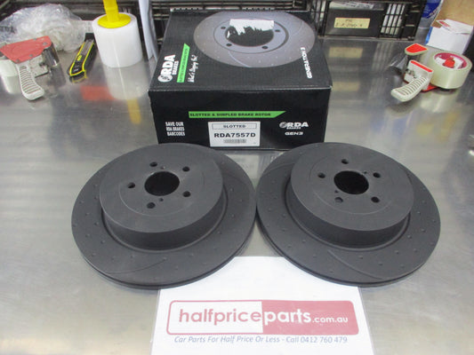 RDA Rear Disc Rotors (Pair) Slotted-Dimpled Suits Subaru WRX-STI New Part