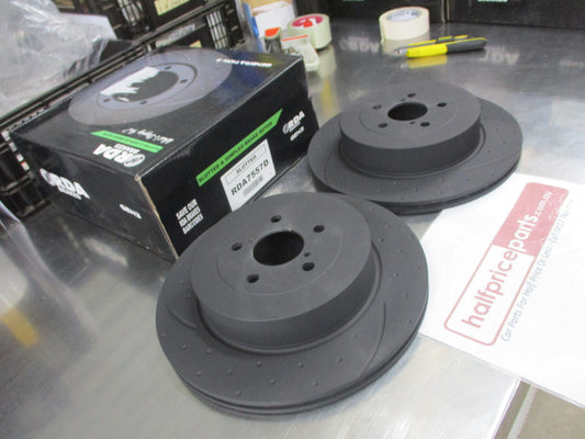 RDA Rear Disc Rotors (Pair) Slotted-Dimpled Suits Subaru WRX-STI New Part