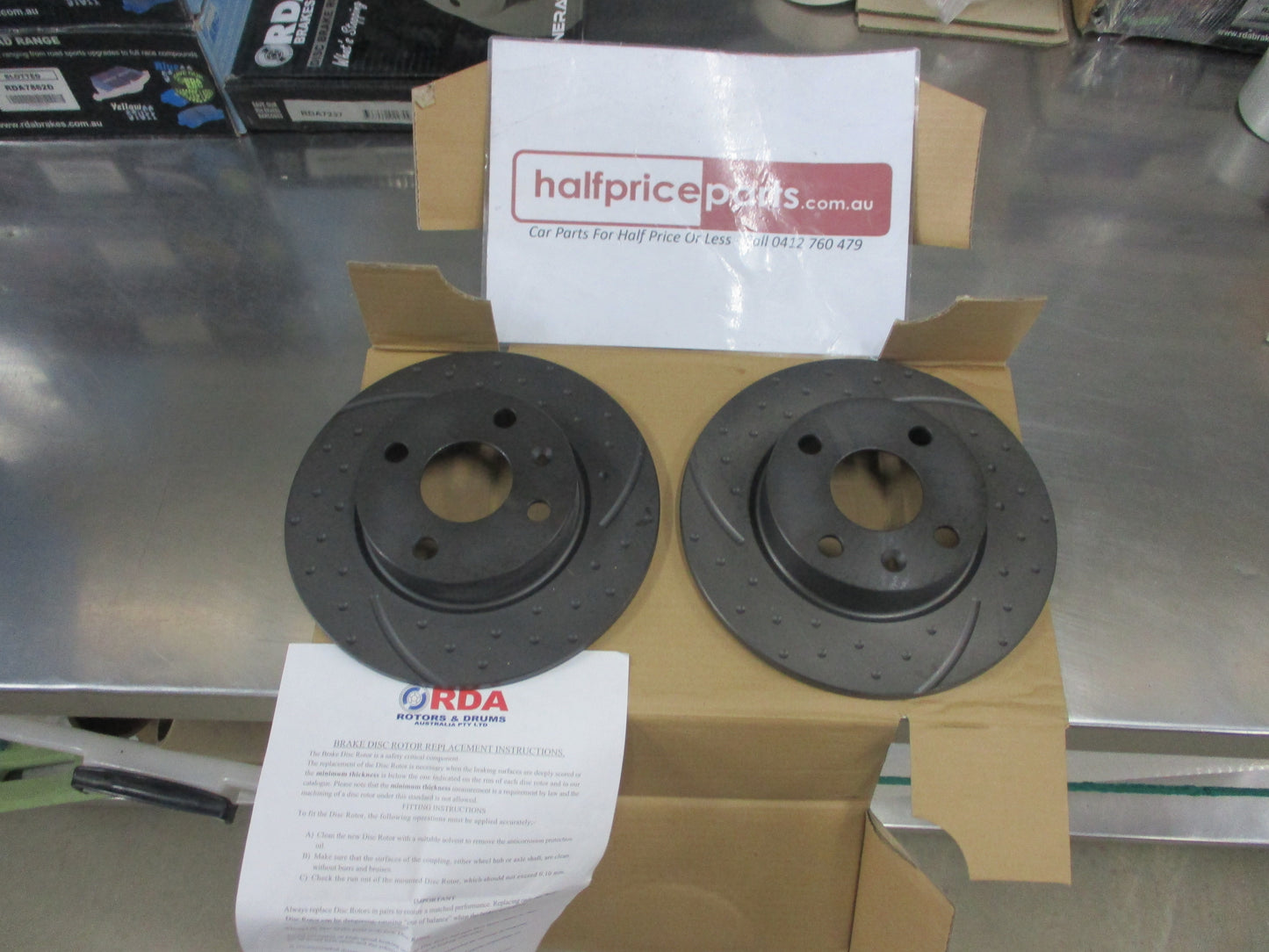 RDA Rear Disc Brake Rotors (Pair) Slotted-Dimpled Suits Holden Barina/Tigra New Part