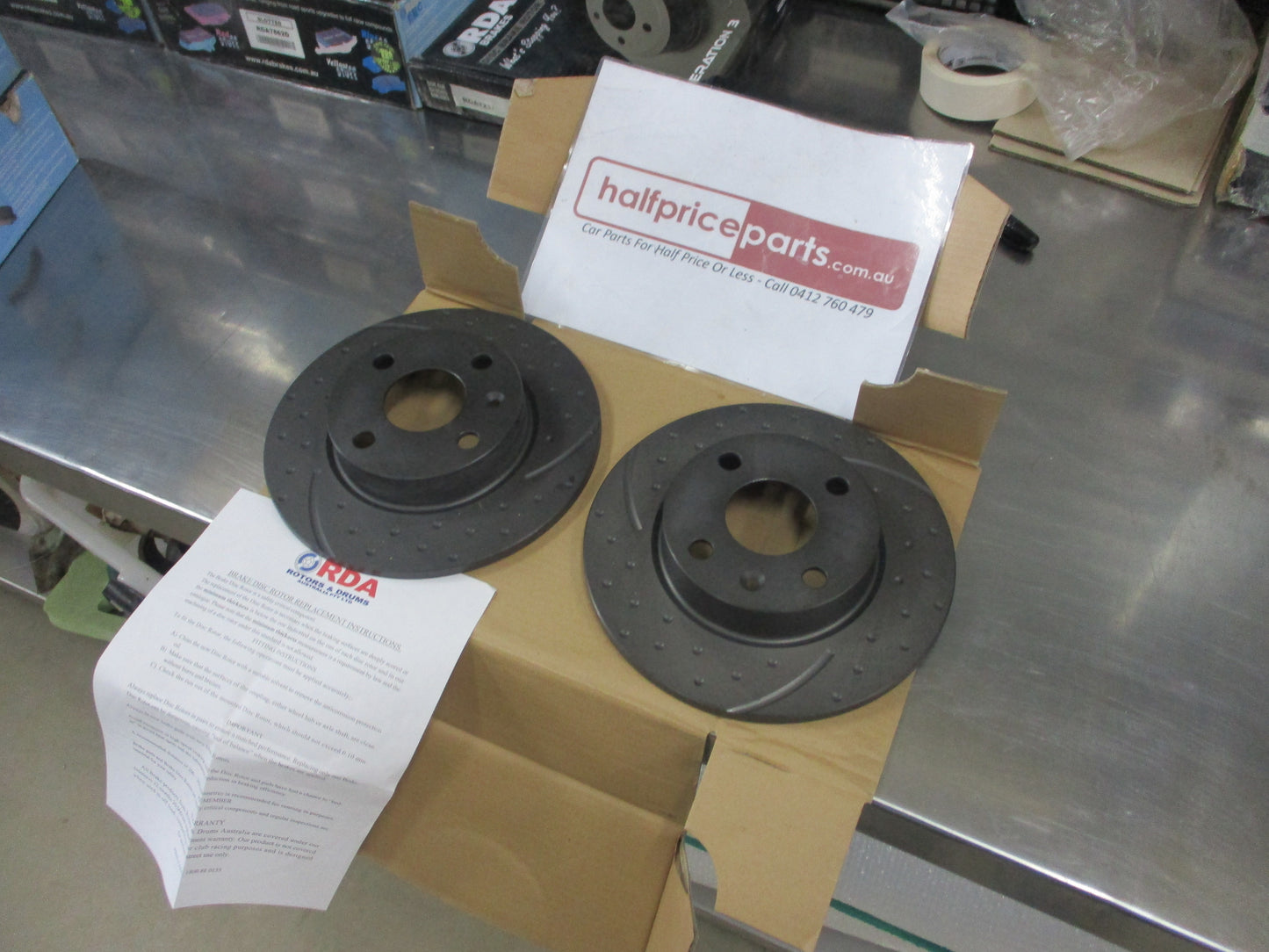 RDA Rear Disc Brake Rotors (Pair) Slotted-Dimpled Suits Holden Barina/Tigra New Part