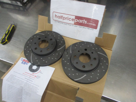 RDA Front Disc Brake Rotors (Pair) Slotted-Dimpled Suits Fiat 500 New Part