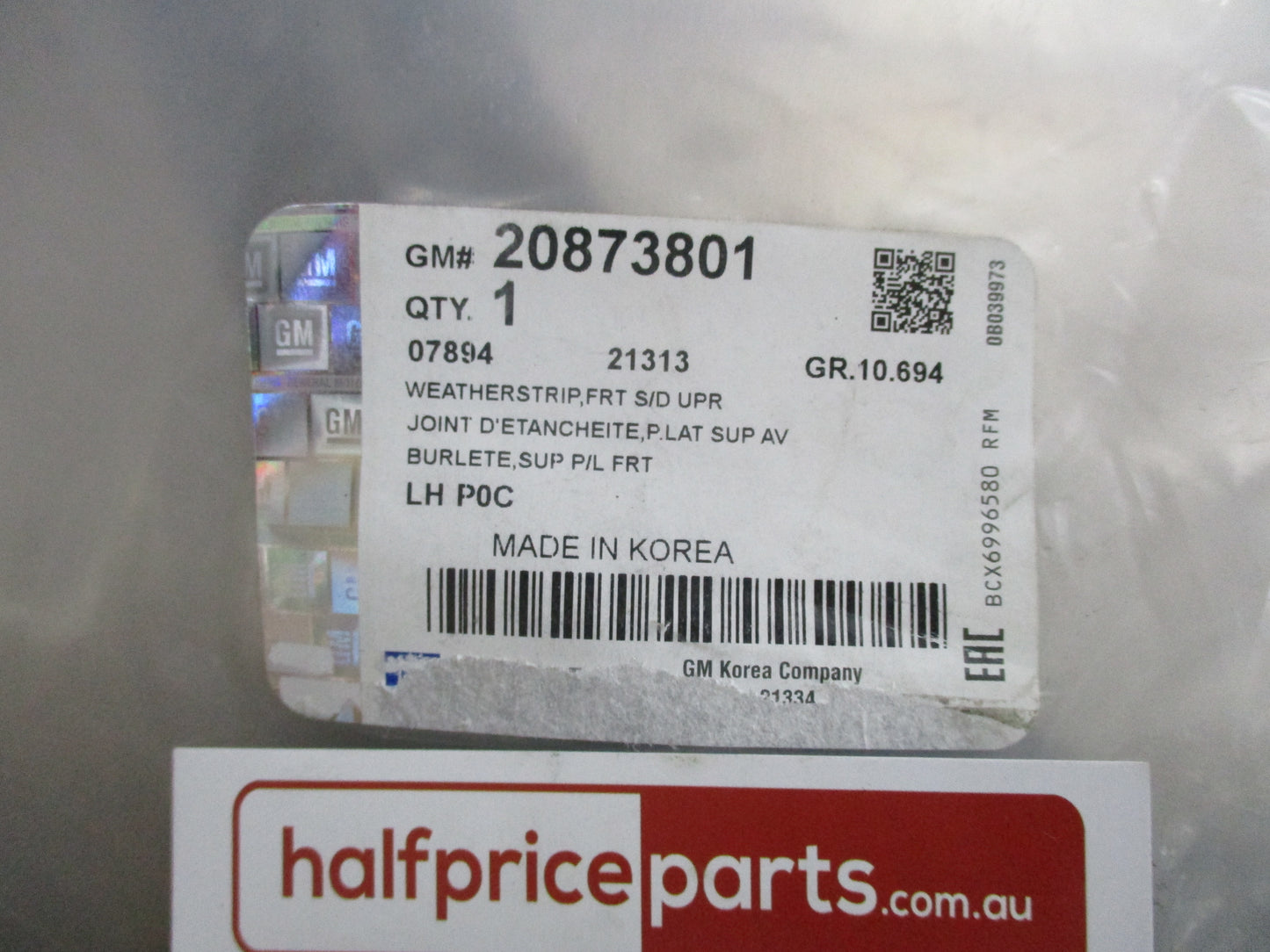 Holden Captiva Genuine Front Right Hand Door Upper Weatherstrip New Part