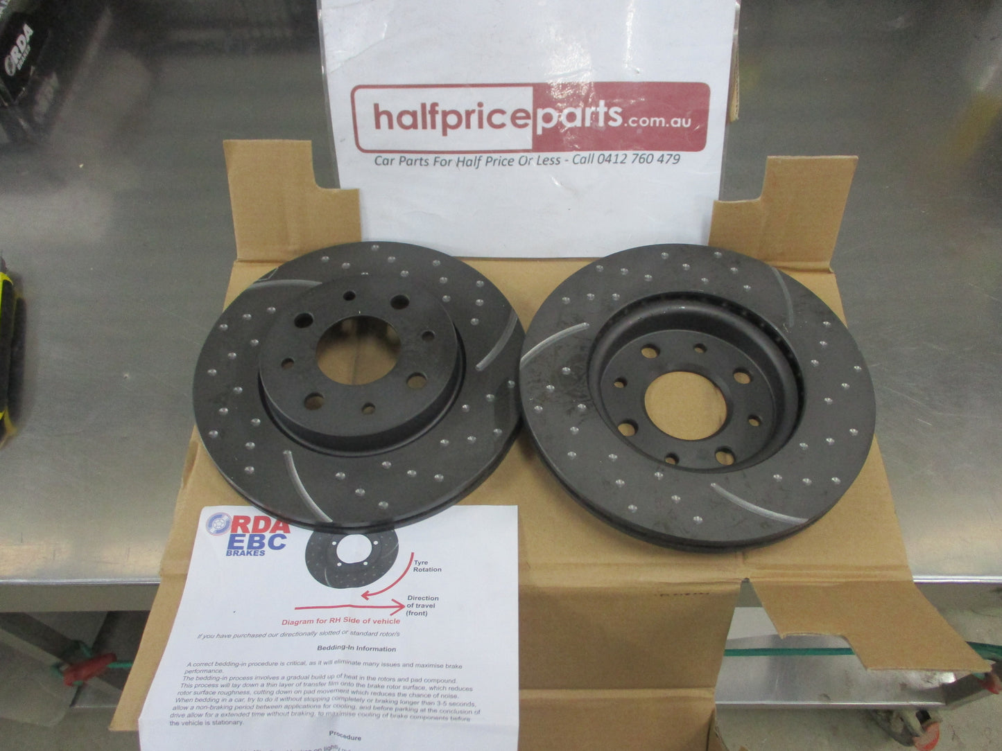 RDA Front Disc Brake Rotors (Pair) Slotted-Dimpled Suits Fiat 500 New Part