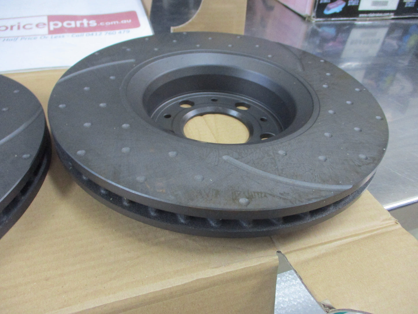 RDA Front Disc Rotors (Pair) Slotted-Dimpled Suits Volvo S80 New Part