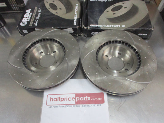 RDA Front Disc Rotors (Pair)Slotted-Dimpled Suits Porsche Cayenne/VW Touareg New Part