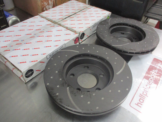 RDA Front Disc Rotors (Pair) Slotted-Dimpled Suits VW Transporter/Caravelle New Part