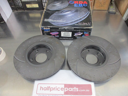 RDA Front Disc Rotors (Pair) Slotted-Dimpled Suits Audi A4/100/A6/Passat New Part