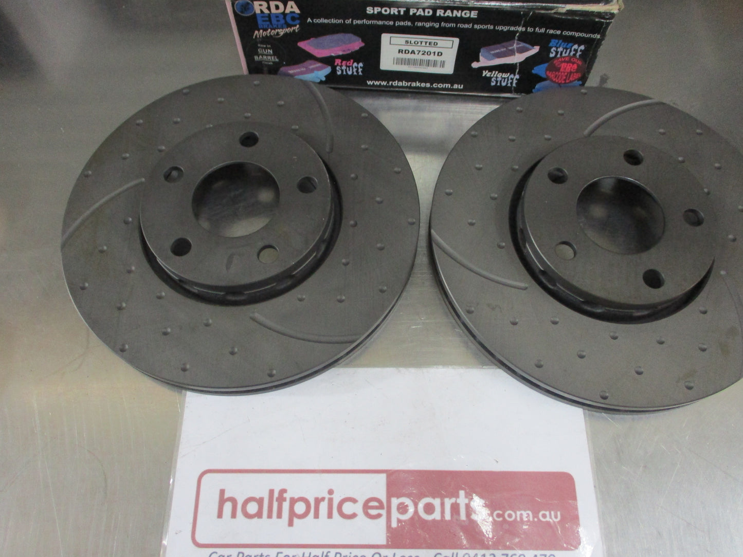 RDA Front Disc Rotors (Pair) Slotted-Dimpled Suits Audi A4/100/A6/Passat New Part