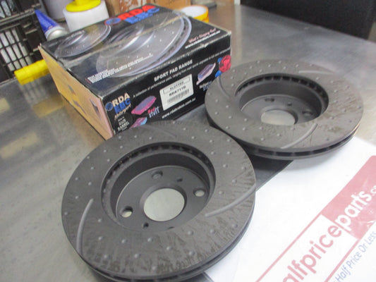 RDA Front Disc Brake Rotors (Pair) Slotted-Dimpled Suits Toyota Corolla AE101R New Part