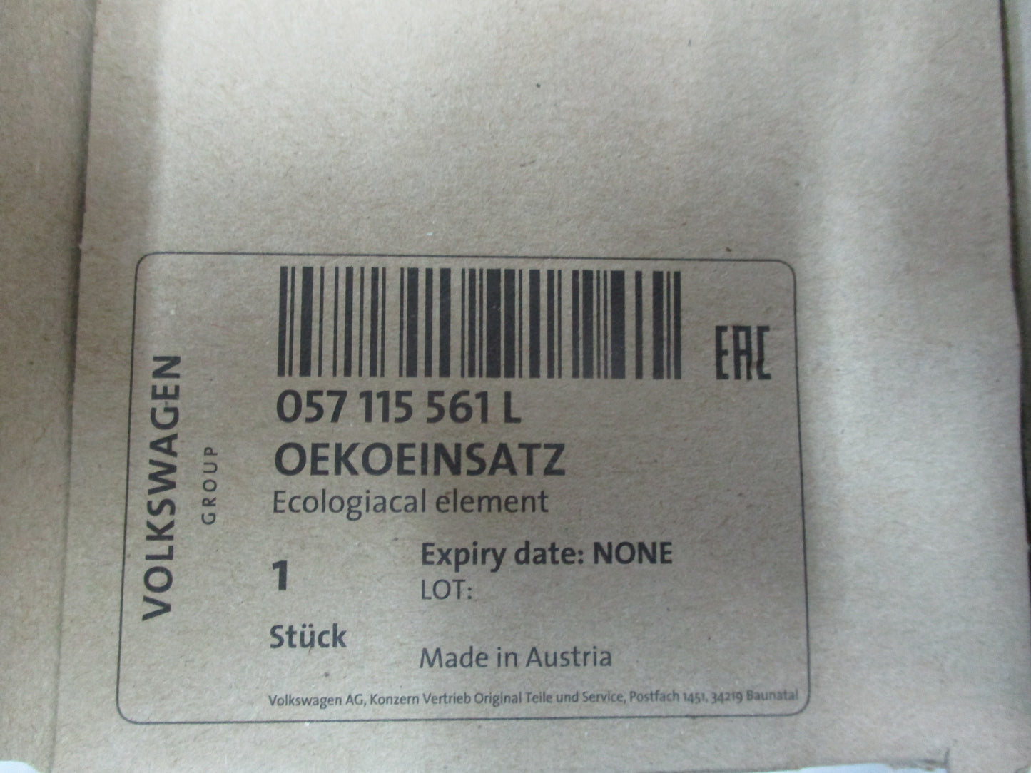Volkswagen Touareg Genuine Oil Filter With Gasket New Part