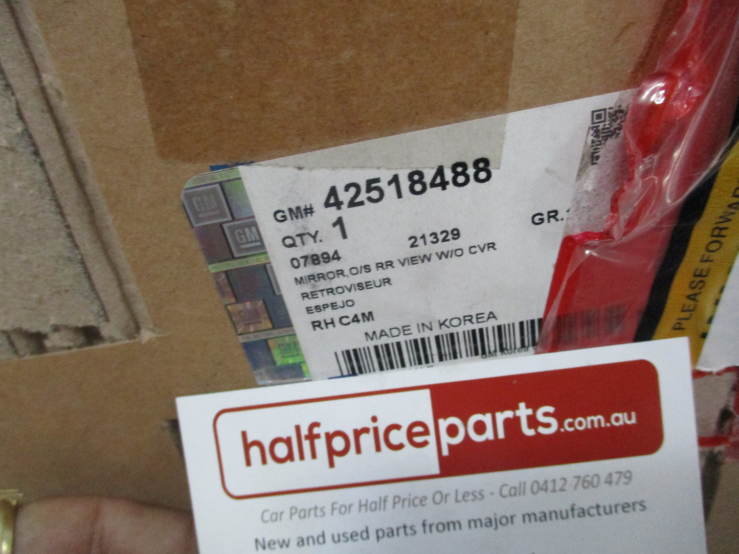 Holden Spark MP Genuine Right Hand Outside Rear View Mirror (No Scalp Cover) New Part