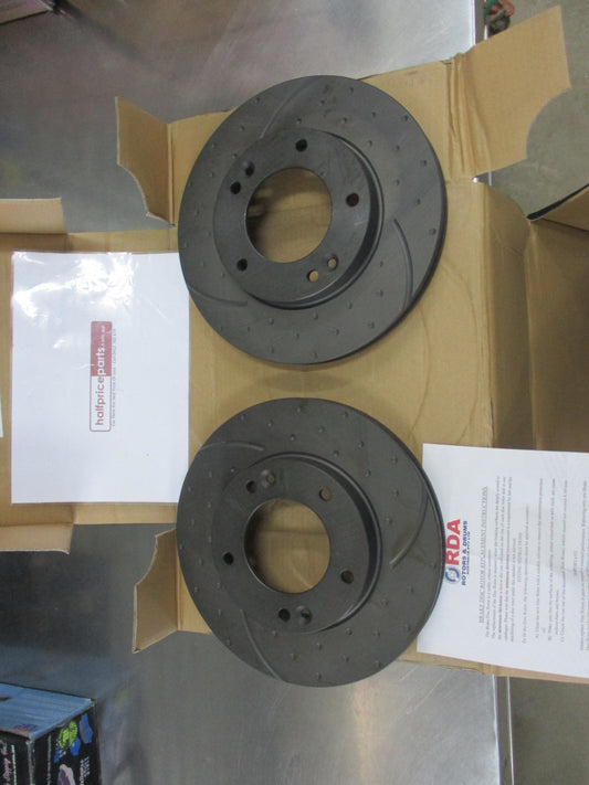 RDA Front Disc Rotors (Pair) Slotted-Dimpled Suits Kia Sorento New Part