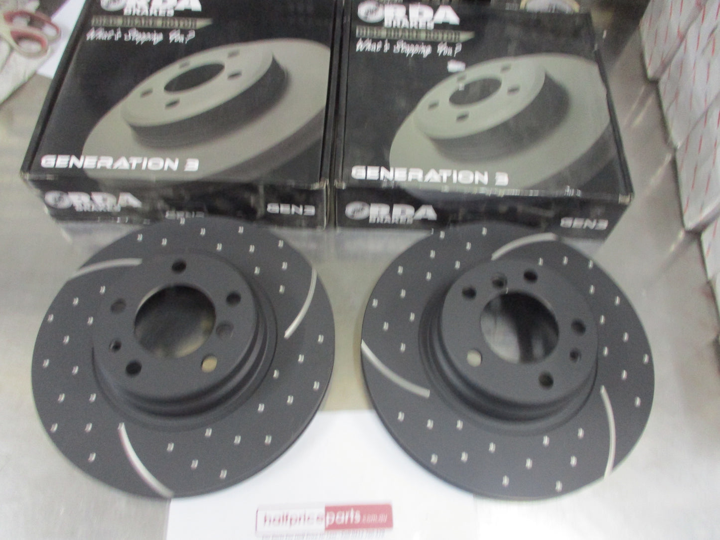 RDA Front Disc Brake Rotors (Pair) Slotted-Dimpled Suits BMW 7 Series New Part
