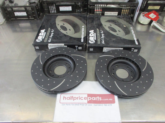 RDA Front Disc Brake Rotors (Pair) Slotted-Dimpled Suits Peugeot 607 New Part