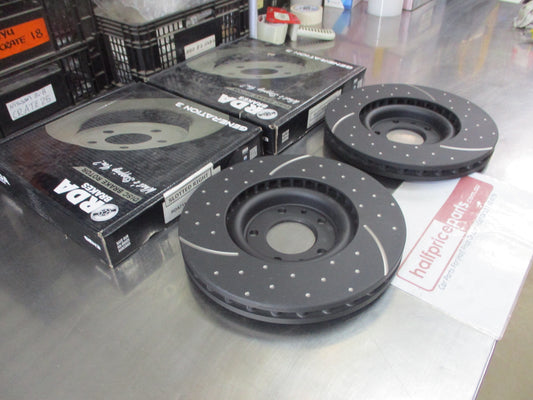 RDA Front Disc Brake Rotors (Pair) Slotted-Dimpled Suits Peugeot 607 New Part